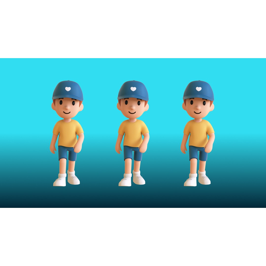 Casual Characters 01 3D Model – Low Poly Stylized Character Pack, FBX - View 23