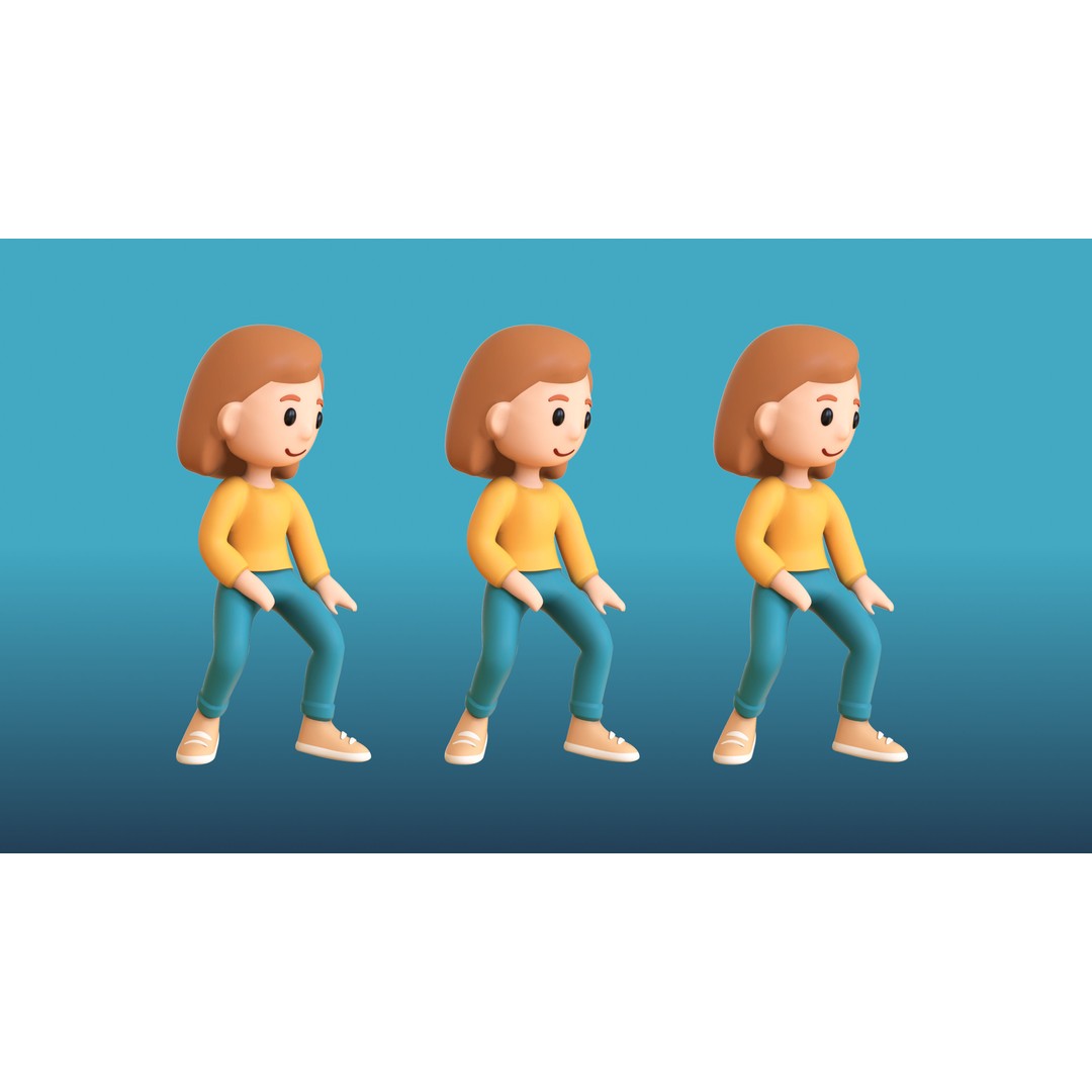 Casual Characters 01 3D Model – Low Poly Stylized Character Pack, FBX - View 25