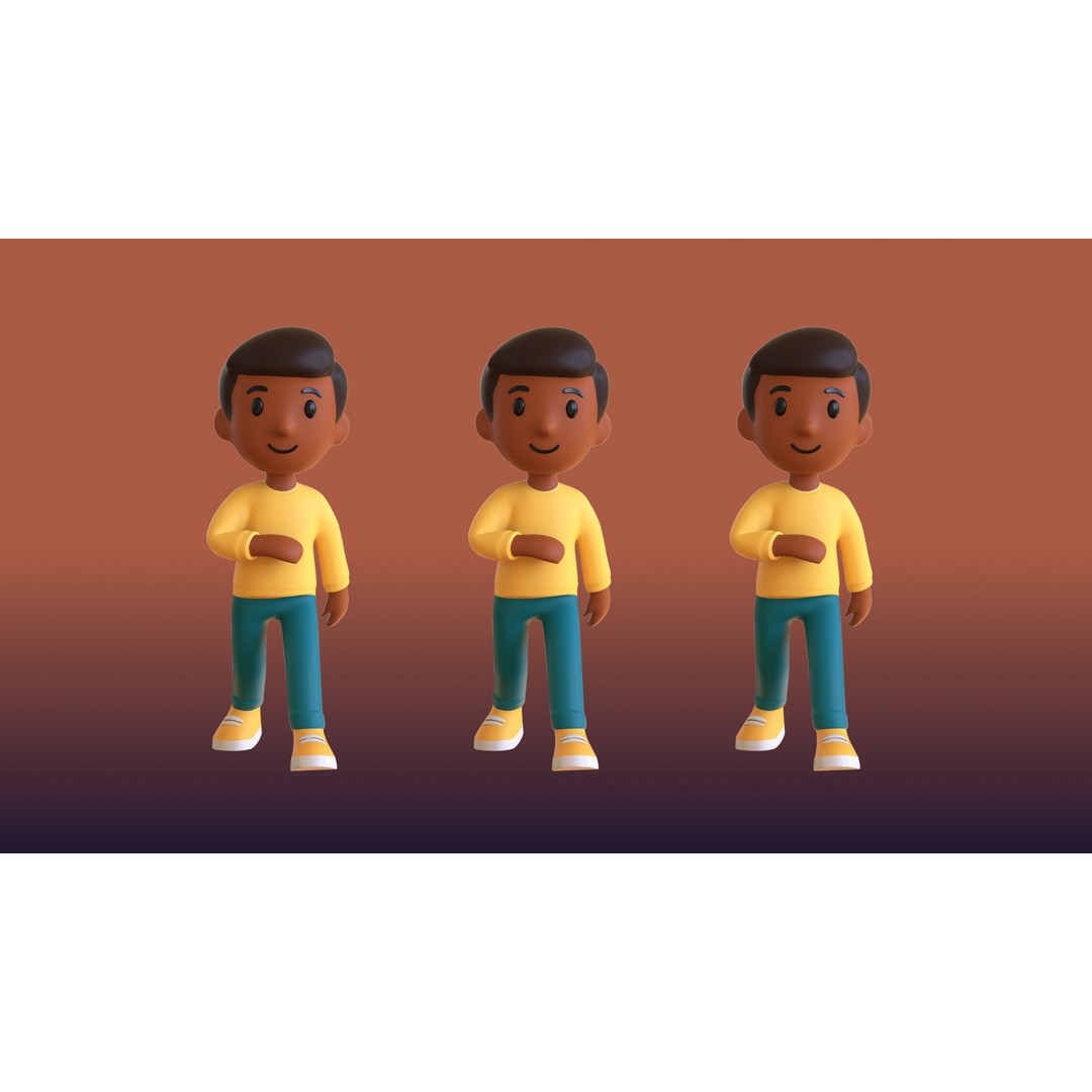 Casual Characters 01 3D Model – Low Poly Stylized Character Pack, FBX - View 26