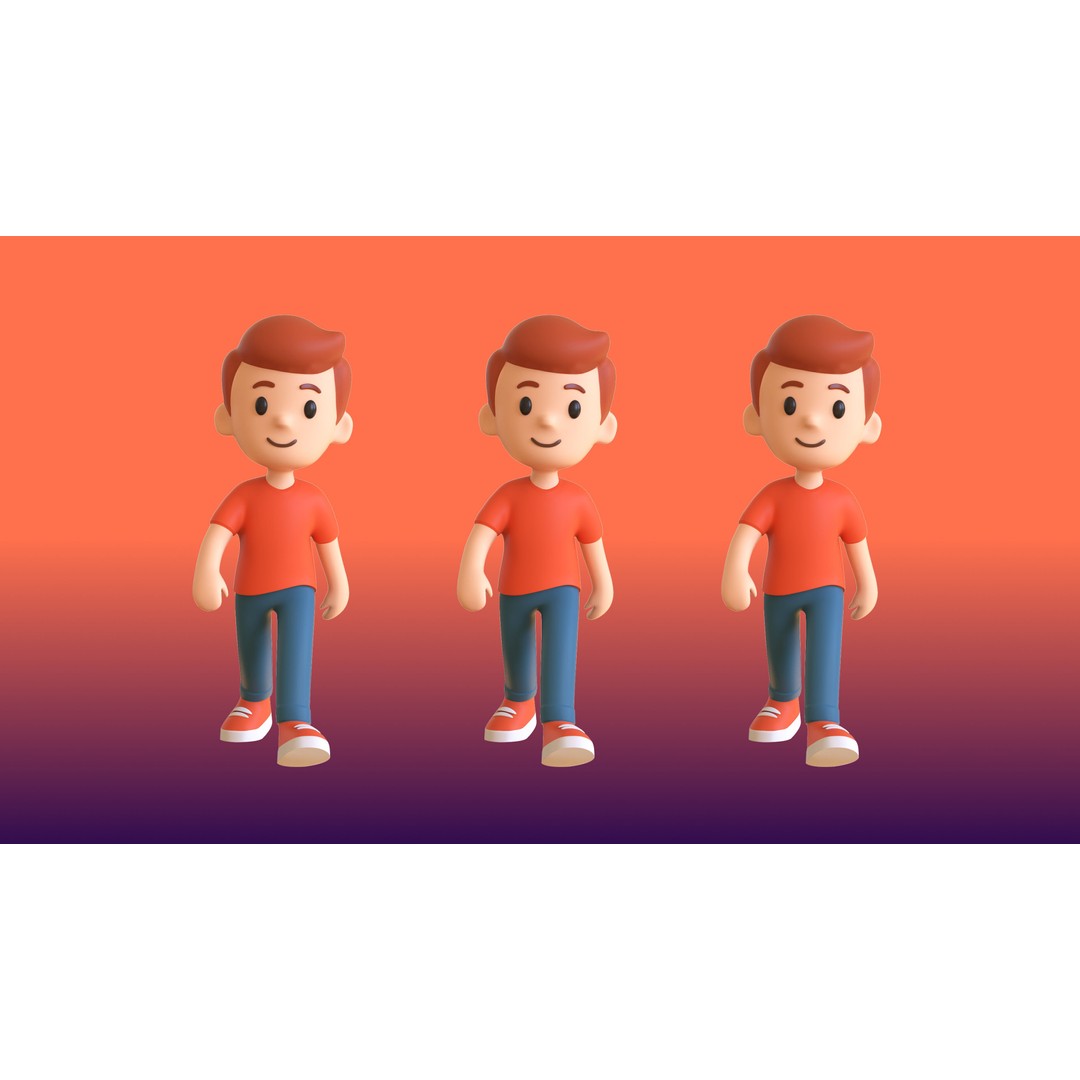Casual Characters 01 3D Model – Low Poly Stylized Character Pack, FBX - View 27