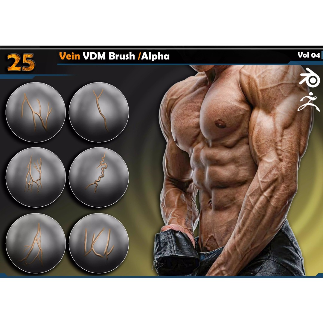 Vein VDM Brush Set 3D Model – Realistic Skin Detail for ZBrush & Blender - View 2