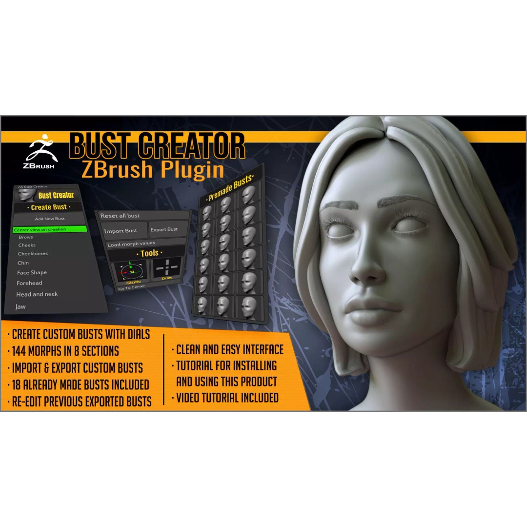Bust Creator 3D Model – ZBrush Plugin for Character Sculpting - View 2