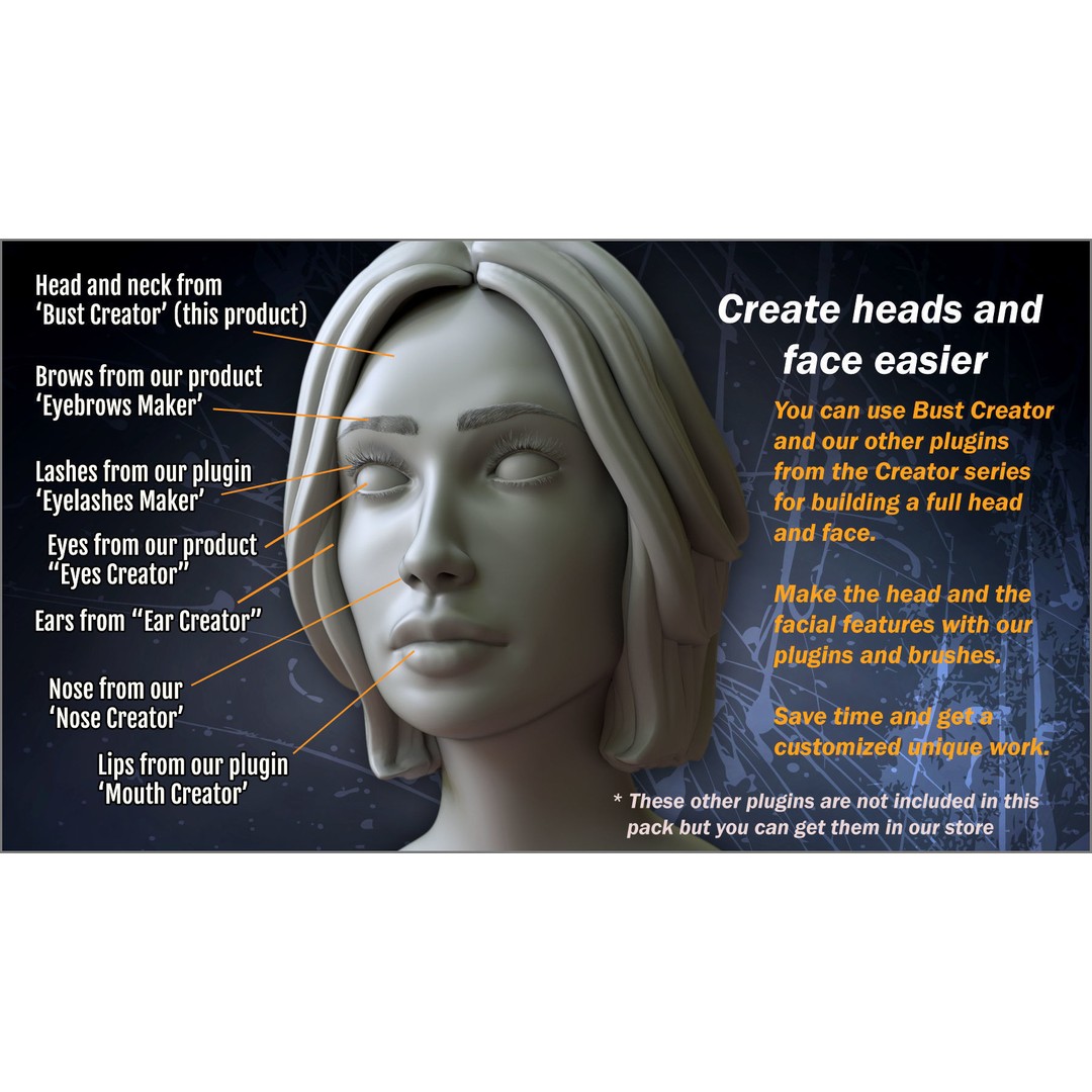 Bust Creator 3D Model – ZBrush Plugin for Character Sculpting - View 3