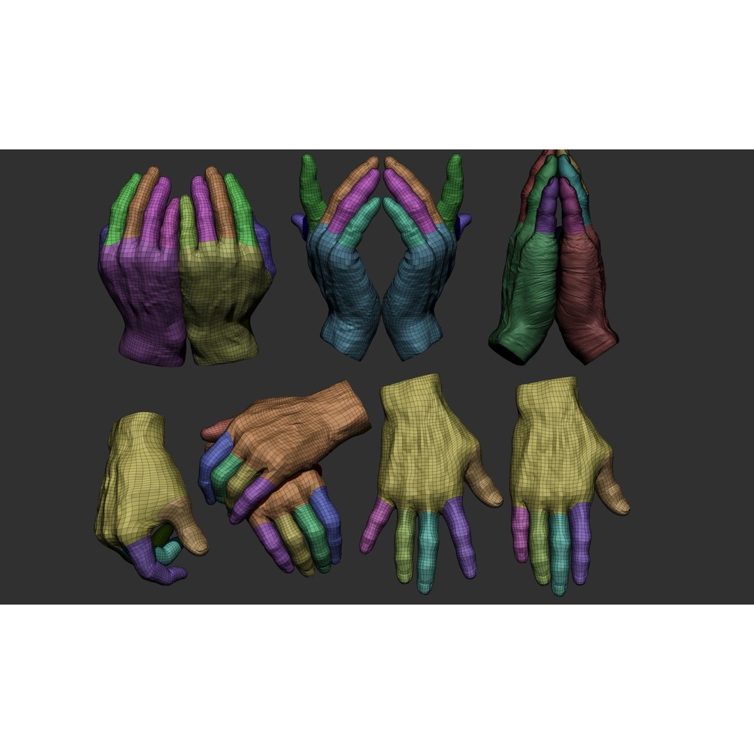 Old Man Hand Poses 3D Model – Realistic ZBrush Anatomy Collection