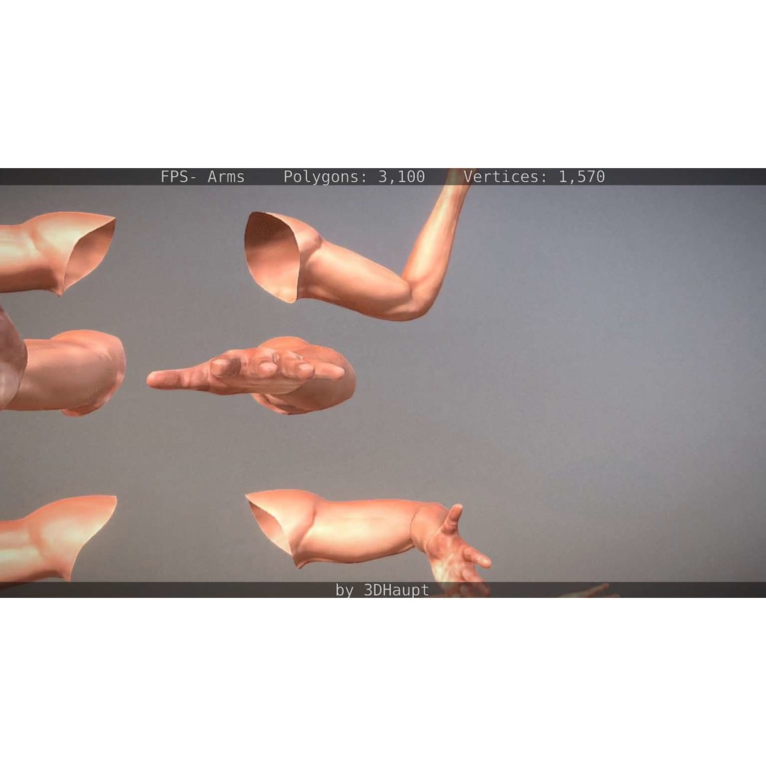 Rigged Arms 3D Model – Low Poly Game Asset, FBX, PBR Textures - View 17
