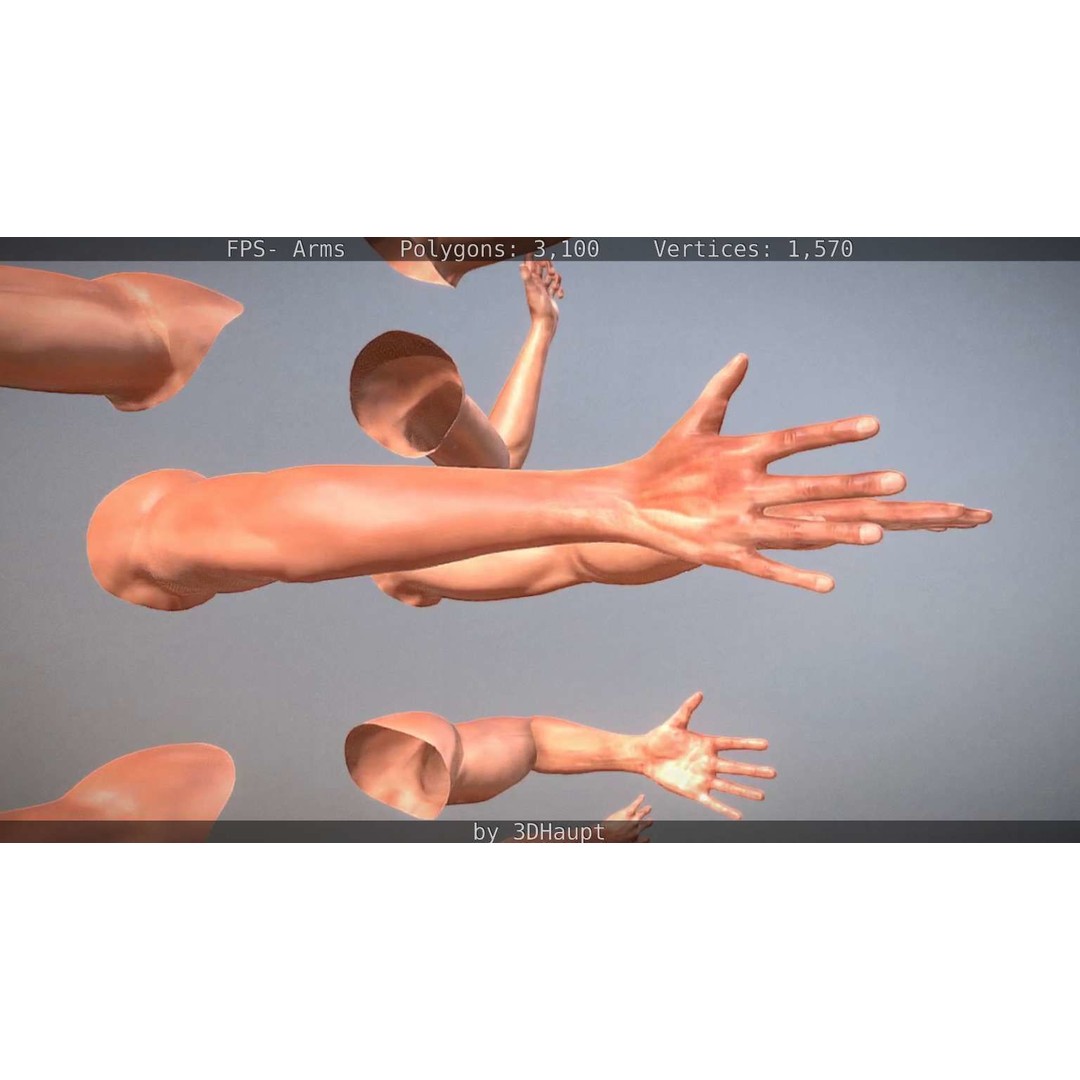 Rigged Arms 3D Model – Low Poly Game Asset, FBX, PBR Textures - View 19