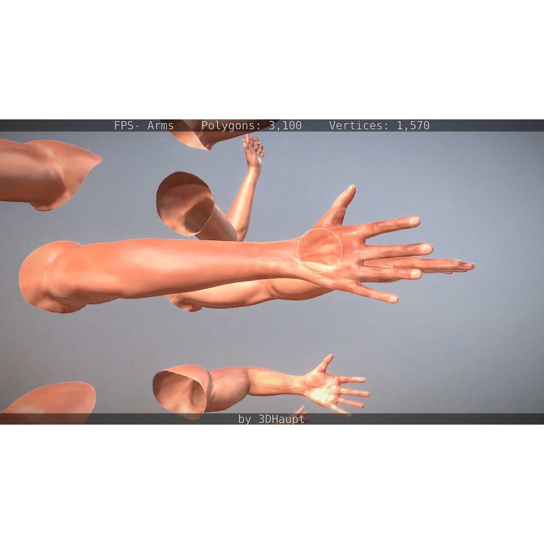 Rigged Arms 3D Model – Low Poly Game Asset, FBX, PBR Textures - View 20