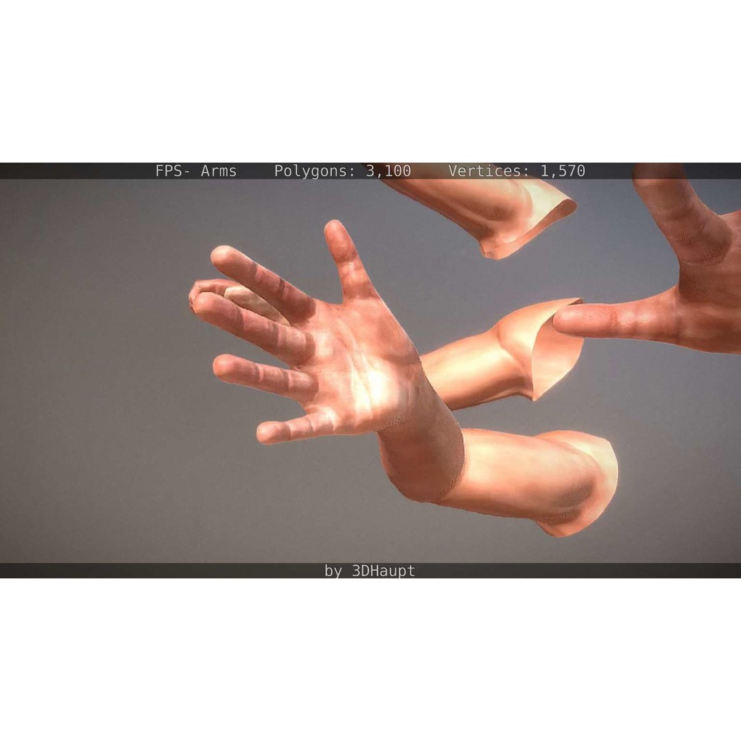 Rigged Arms 3D Model – Low Poly Game Asset, FBX, PBR Textures - View 22