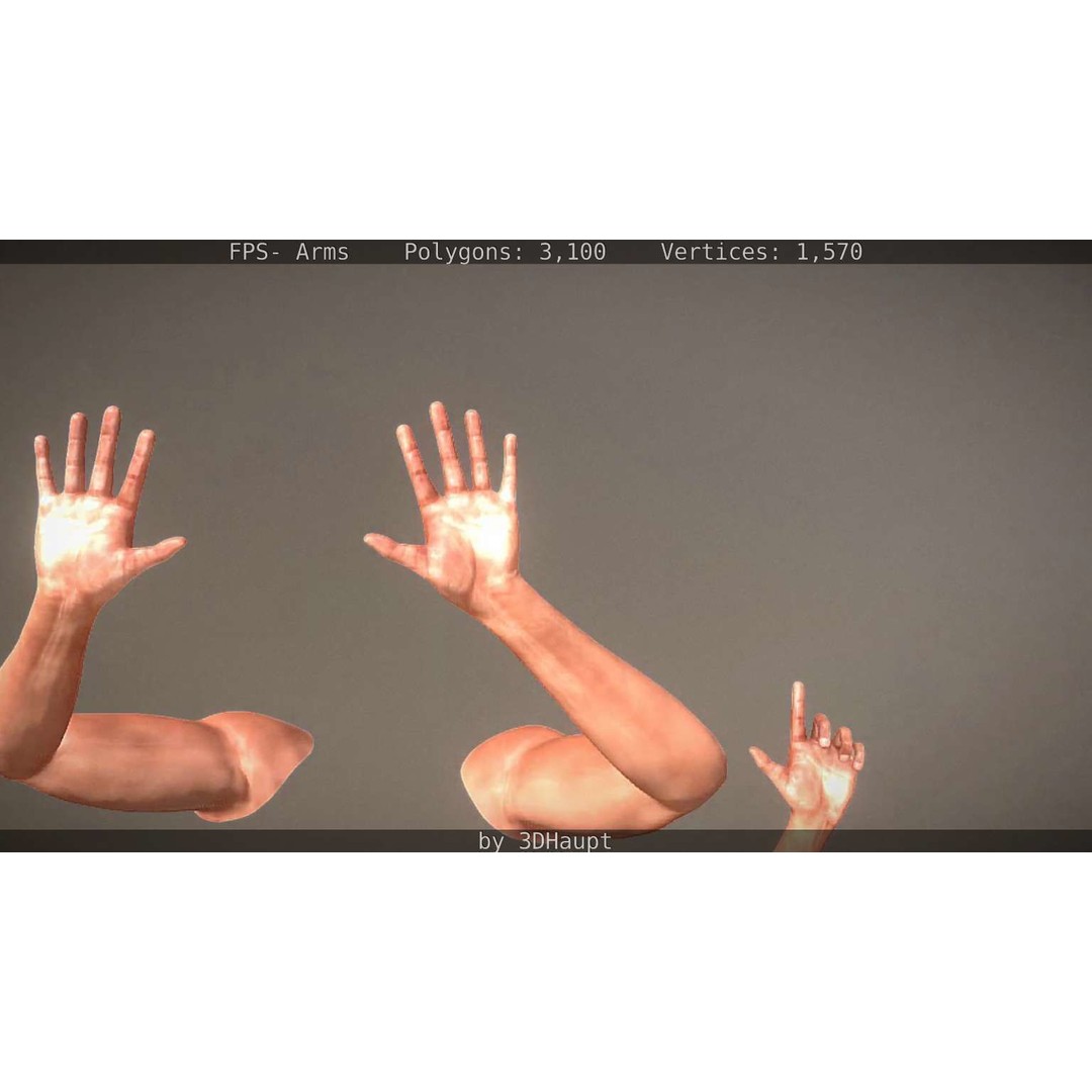 Rigged Arms 3D Model – Low Poly Game Asset, FBX, PBR Textures - View 25
