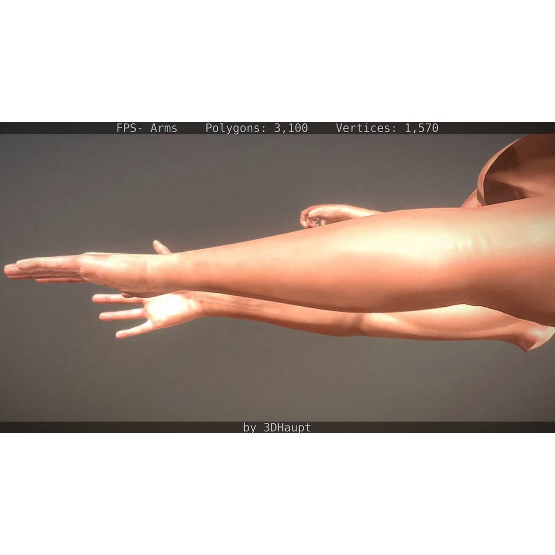 Rigged Arms 3D Model – Low Poly Game Asset, FBX, PBR Textures - View 27