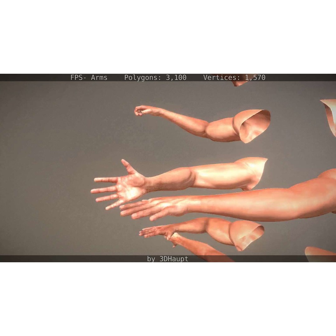 Rigged Arms 3D Model – Low Poly Game Asset, FBX, PBR Textures - View 28