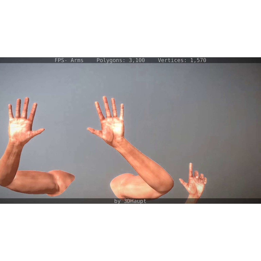 Rigged Arms 3D Model – Low Poly Game Asset, FBX, PBR Textures - View 31