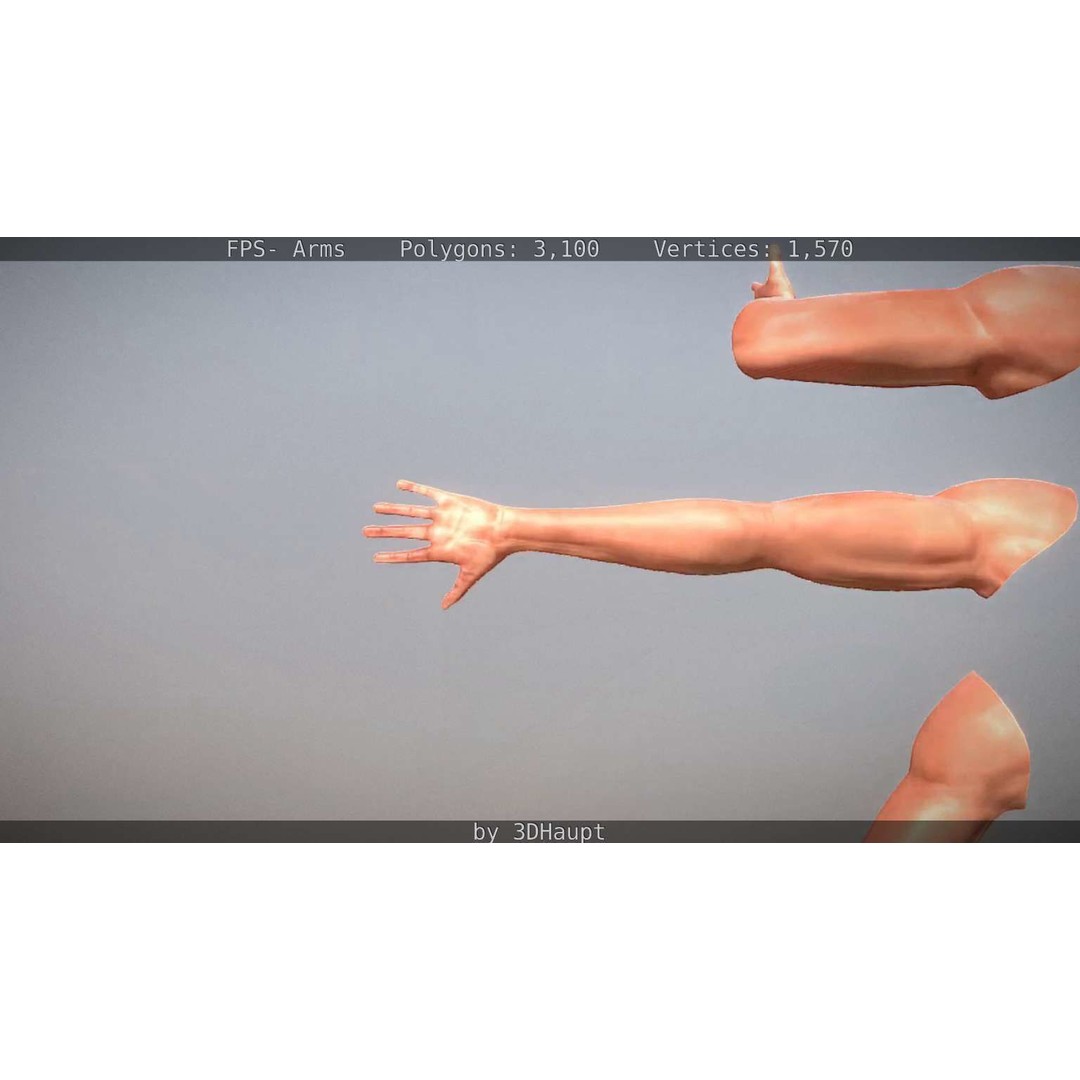 Rigged Arms 3D Model – Low Poly Game Asset, FBX, PBR Textures - View 32