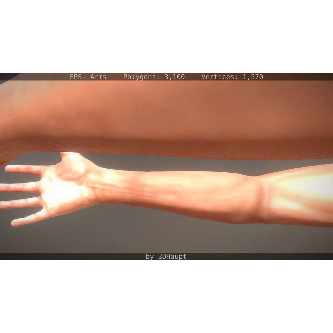 Rigged Arms 3D Model – Low Poly Game Asset, FBX, PBR Textures - View 34