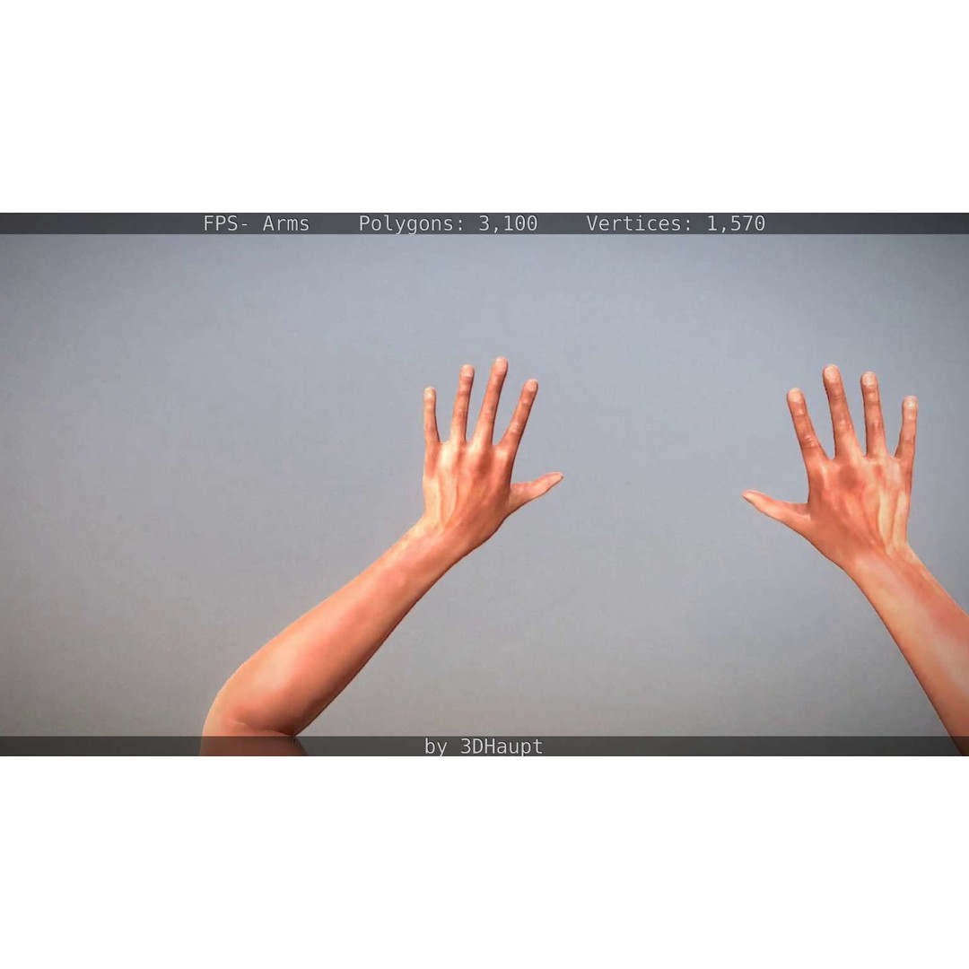Rigged Arms 3D Model – Low Poly Game Asset, FBX, PBR Textures - View 35
