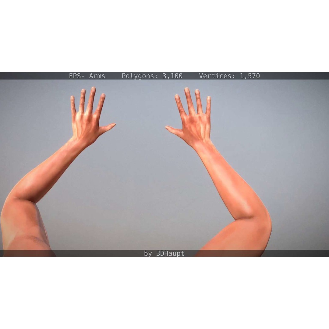 Rigged Arms 3D Model – Low Poly Game Asset, FBX, PBR Textures - View 36