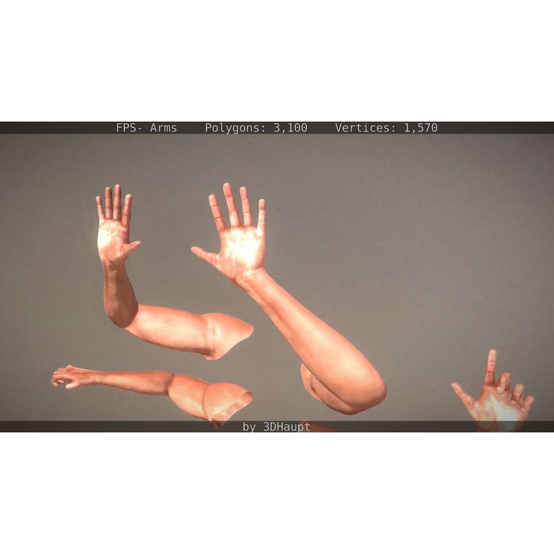 Rigged Arms 3D Model – Low Poly Game Asset, FBX, PBR Textures - View 39