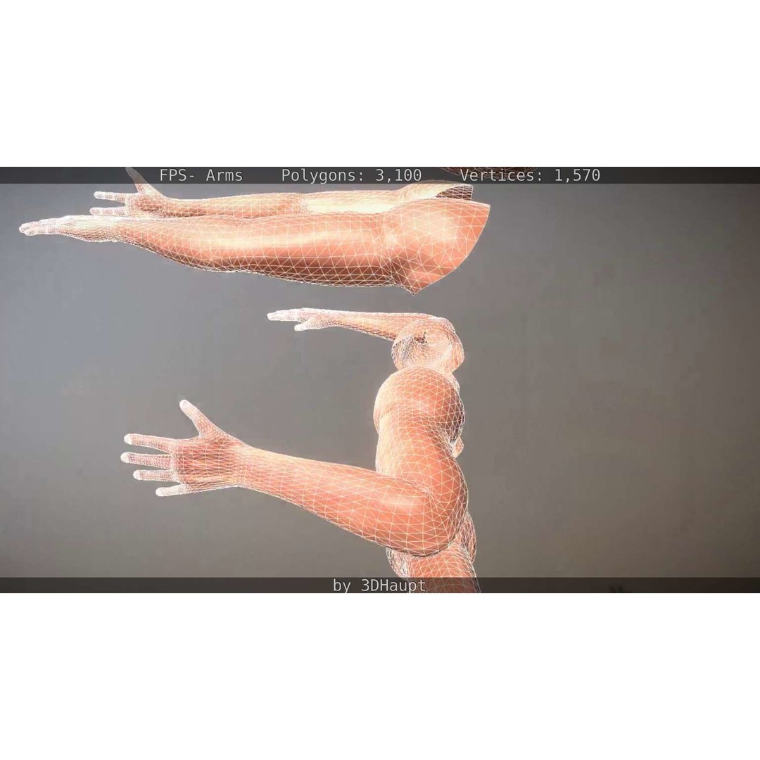 Rigged Arms 3D Model – Low Poly Game Asset, FBX, PBR Textures - View 44