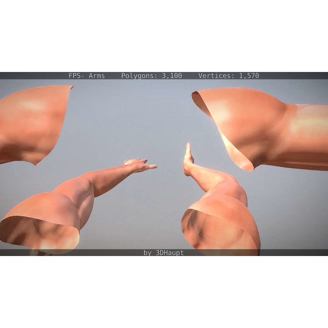 Rigged Arms 3D Model – Low Poly Game Asset, FBX, PBR Textures - View 48