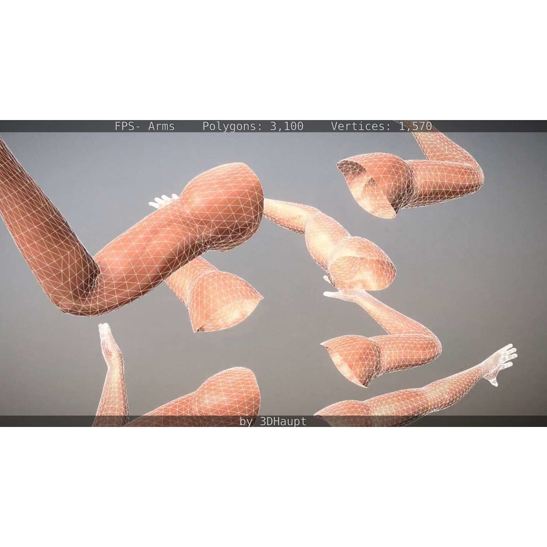 Rigged Arms 3D Model – Low Poly Game Asset, FBX, PBR Textures - View 49