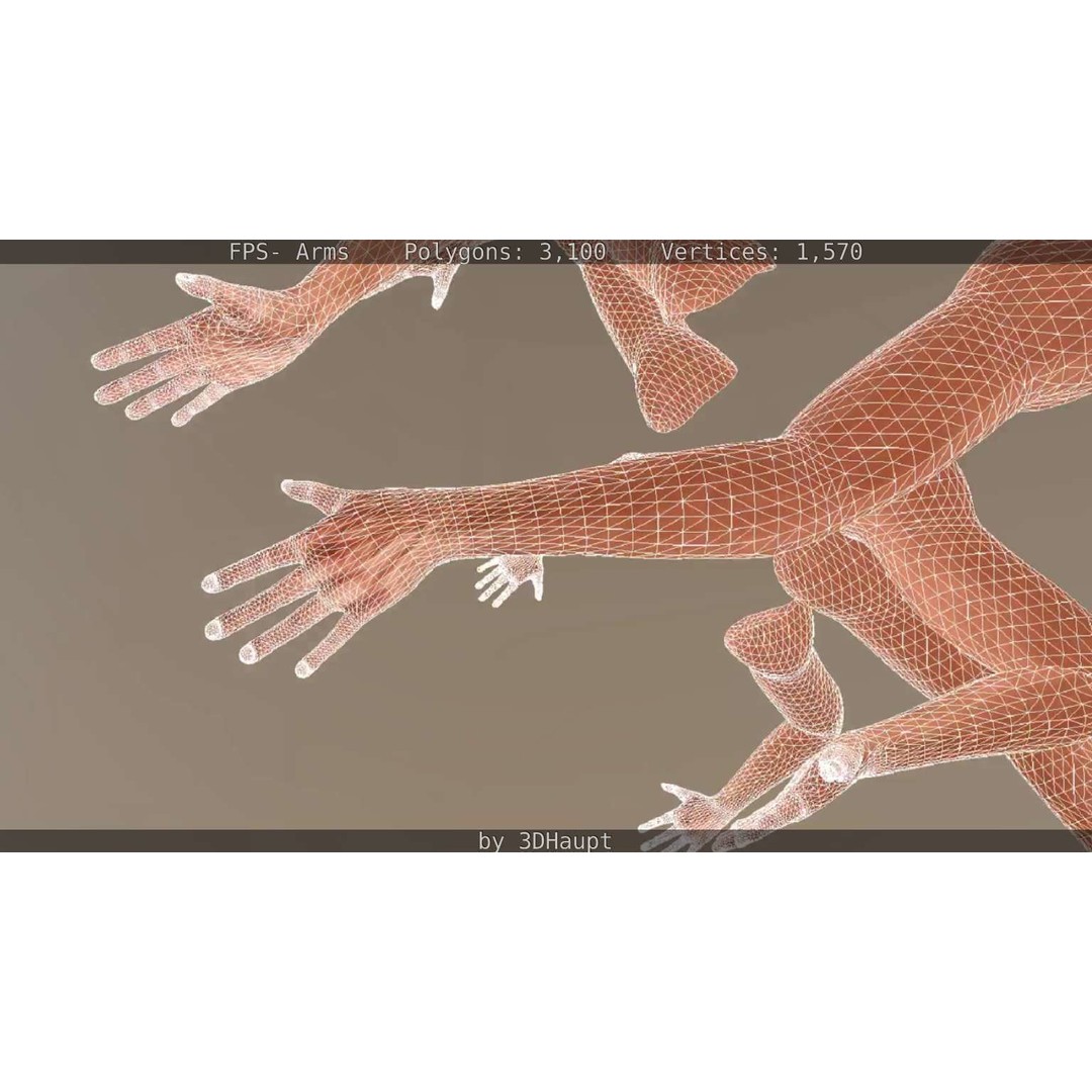Rigged Arms 3D Model – Low Poly Game Asset, FBX, PBR Textures - View 51