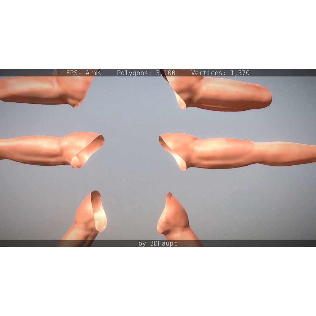 Rigged Arms 3D Model – Low Poly Game Asset, FBX, PBR Textures - View 55