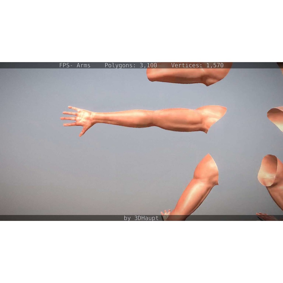 Rigged Arms 3D Model – Low Poly Game Asset, FBX, PBR Textures - View 56
