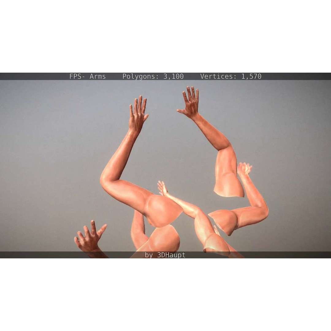 Rigged Arms 3D Model – Low Poly Game Asset, FBX, PBR Textures - View 62