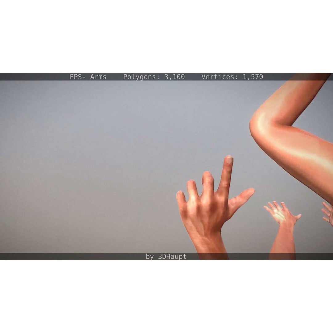 Rigged Arms 3D Model – Low Poly Game Asset, FBX, PBR Textures - View 63