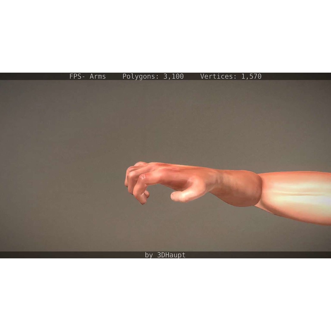 Rigged Arms 3D Model – Low Poly Game Asset, FBX, PBR Textures - View 66