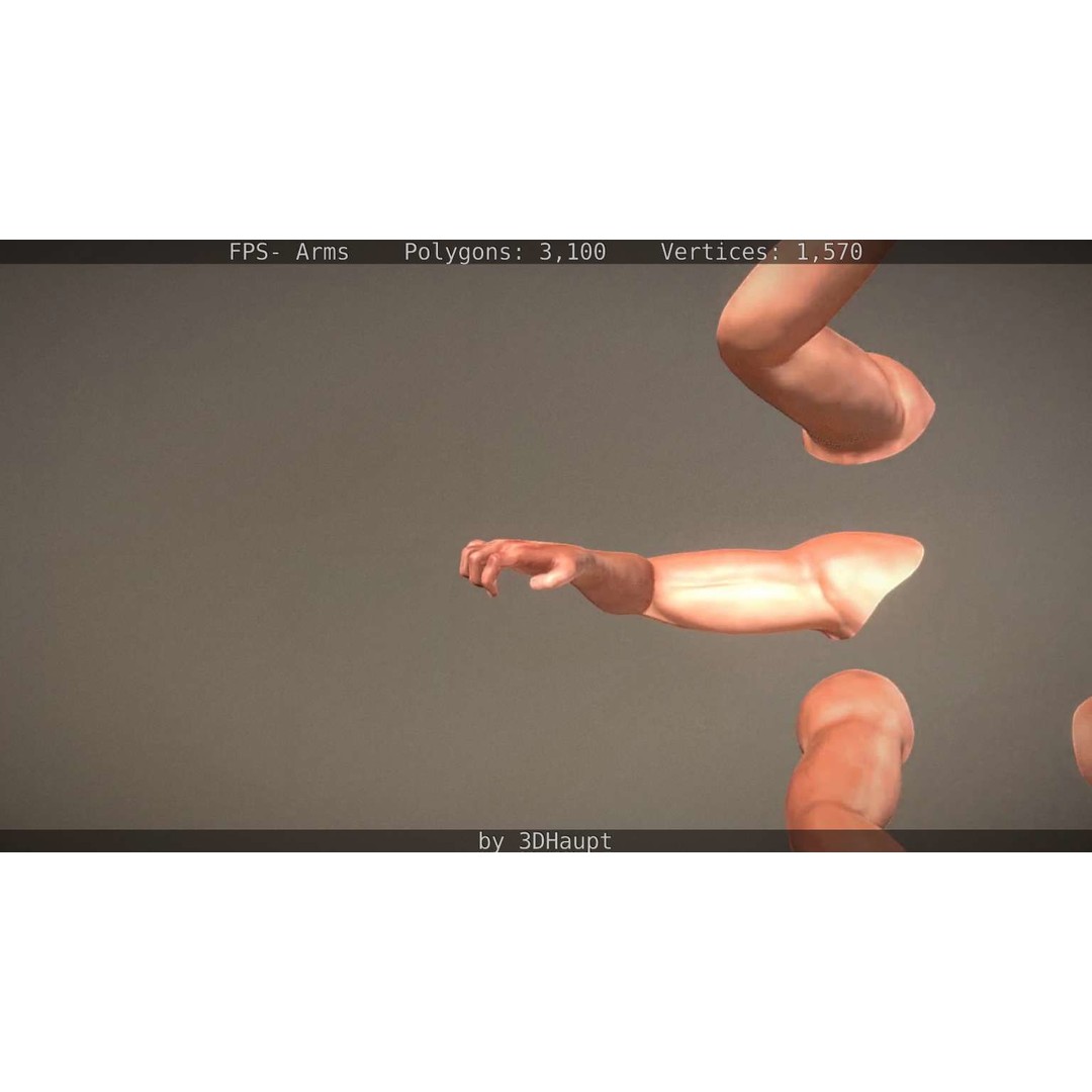 Rigged Arms 3D Model – Low Poly Game Asset, FBX, PBR Textures - View 76