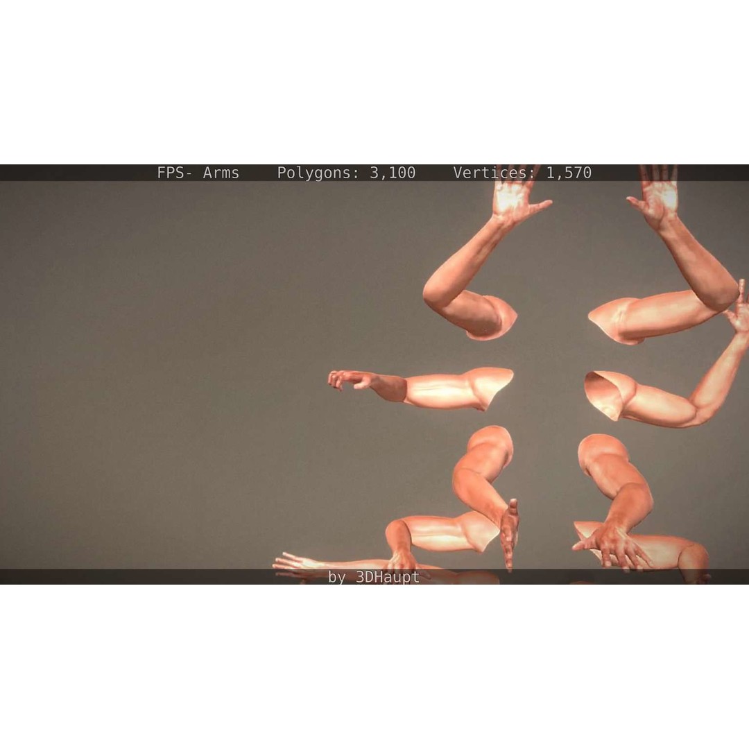 Rigged Arms 3D Model – Low Poly Game Asset, FBX, PBR Textures - View 78