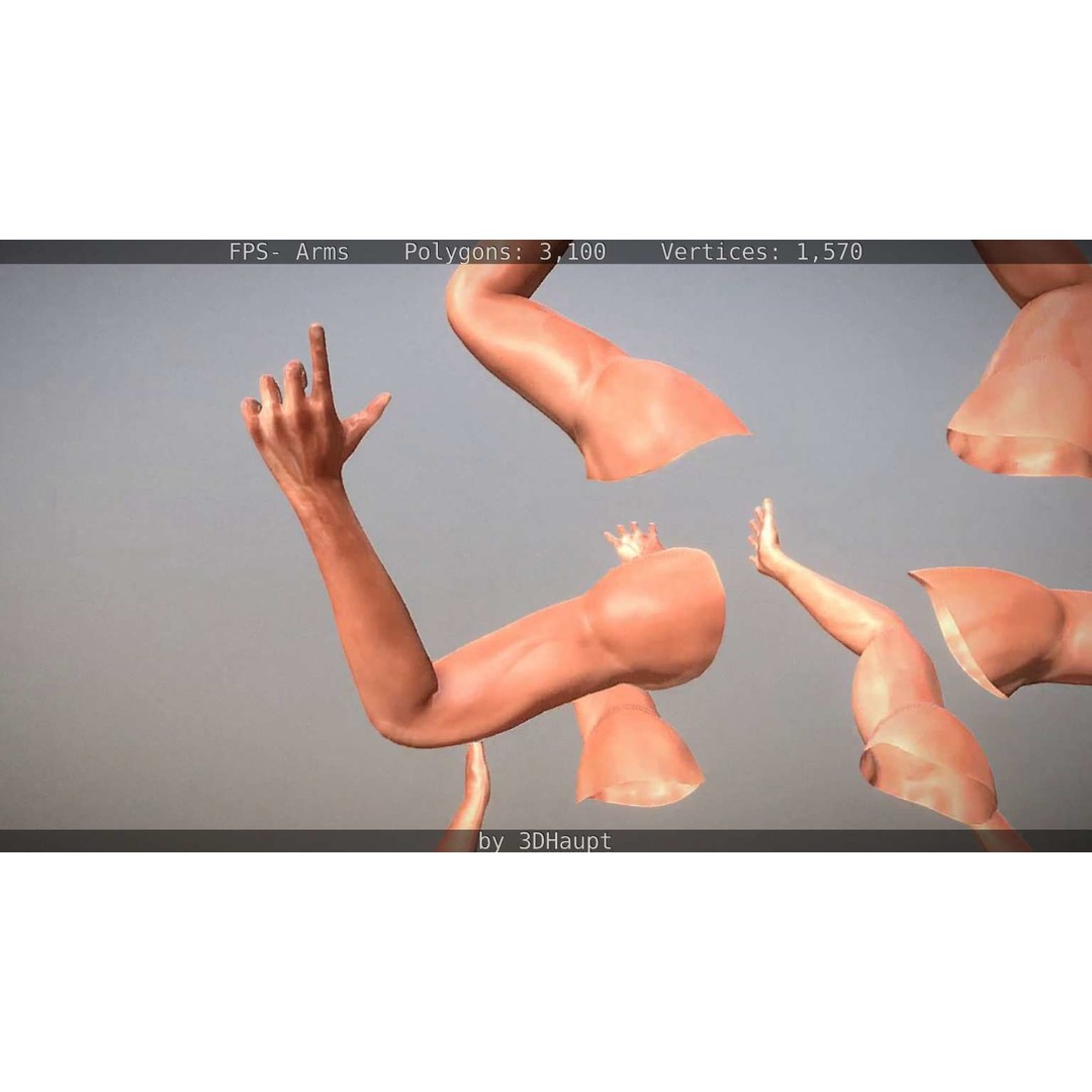 Rigged Arms 3D Model – Low Poly Game Asset, FBX, PBR Textures - View 83