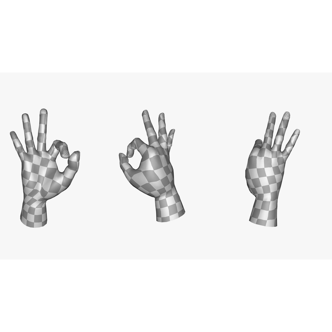Ok Hand Gesture 3D Model – Low Poly Rigged Character for Animation - View 11