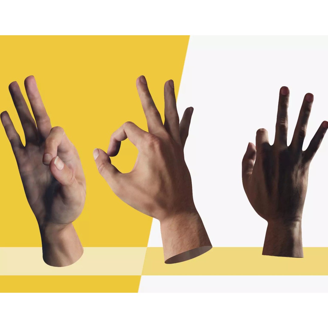Ok Hand Gesture 3D Model – Low Poly Rigged Character for Animation - View 2