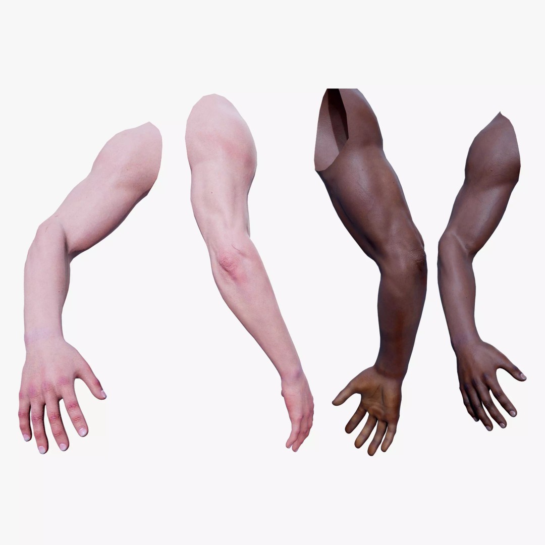 First Person Arms 3D Model – Low Poly Game Ready Rigged Hands, FBX - View 2