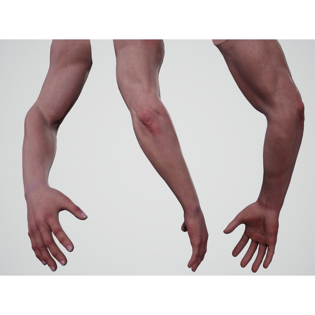 First Person Arms 3D Model – Low Poly Game Ready Rigged Hands, FBX - View 3