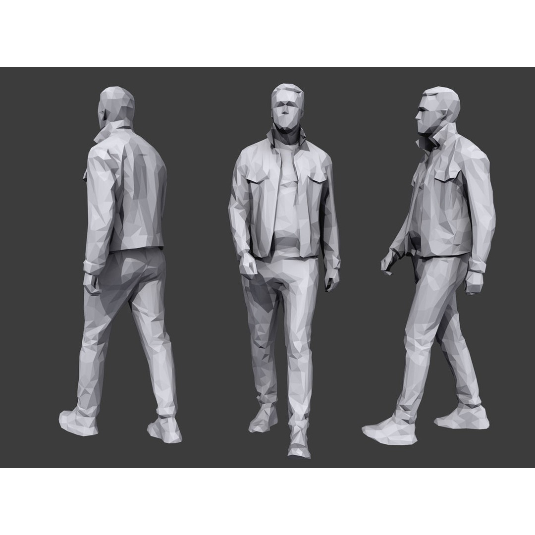 Casual Characters 3D Model – Low Poly Crowd Asset, FBX