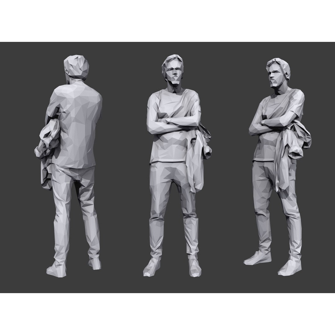 Casual Characters 3D Model – Low Poly Crowd Asset, FBX - View 3