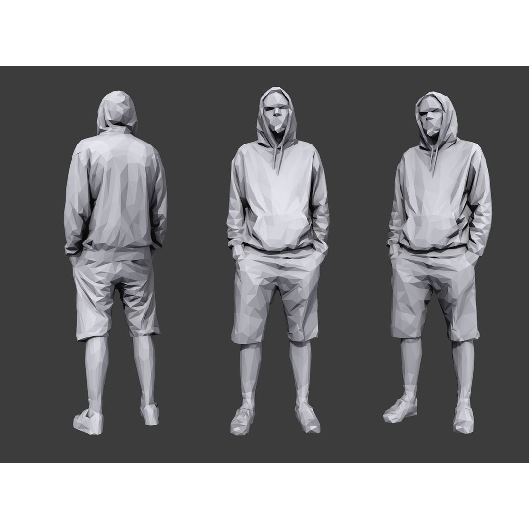 Casual Characters 3D Model – Low Poly Crowd Asset, FBX - View 4
