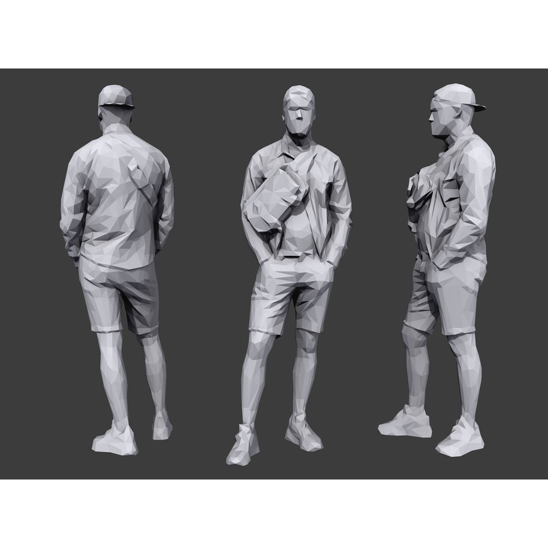 Casual Characters 3D Model – Low Poly Crowd Asset, FBX - View 7
