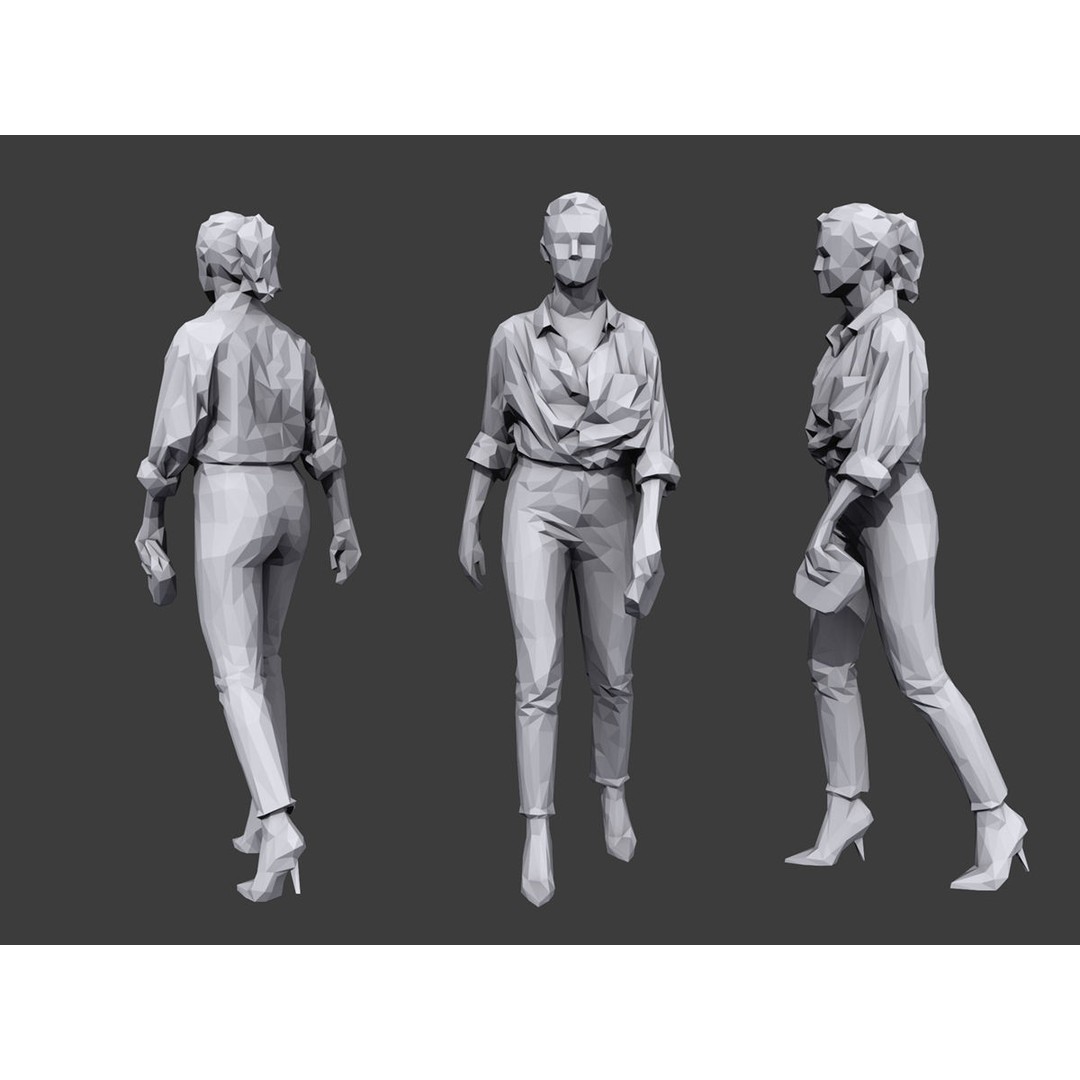 Casual Characters 3D Model – Low Poly Crowd Asset, FBX - View 8