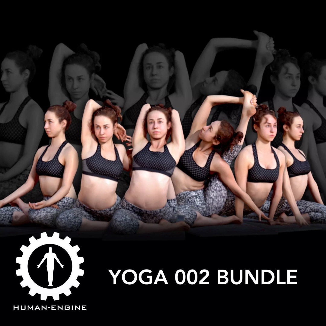 Yoga Female Poses 3D Model – Low Poly Bundle with Textures, FBX - View 2