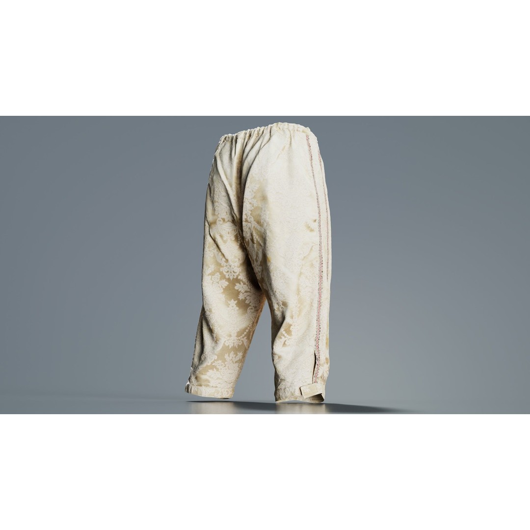 Nature Trousers 3D Model – Low Poly Floral Pants, Game Ready FBX - View 5