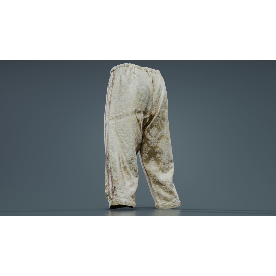 Nature Trousers 3D Model – Low Poly Floral Pants, Game Ready FBX - View 7