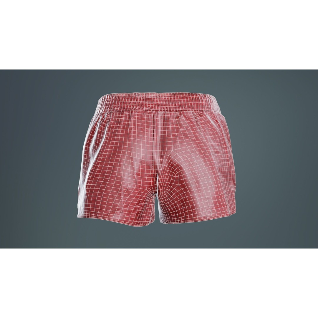 Leather Sports Shorts 3D Model – Low Poly PBR Game Asset, FBX - View 12