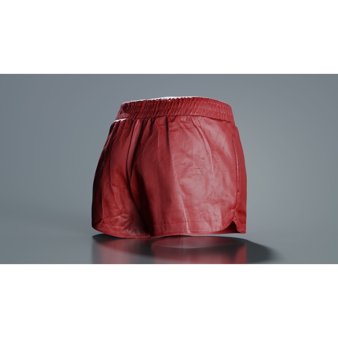 Leather Sports Shorts 3D Model – Low Poly PBR Game Asset, FBX - View 5