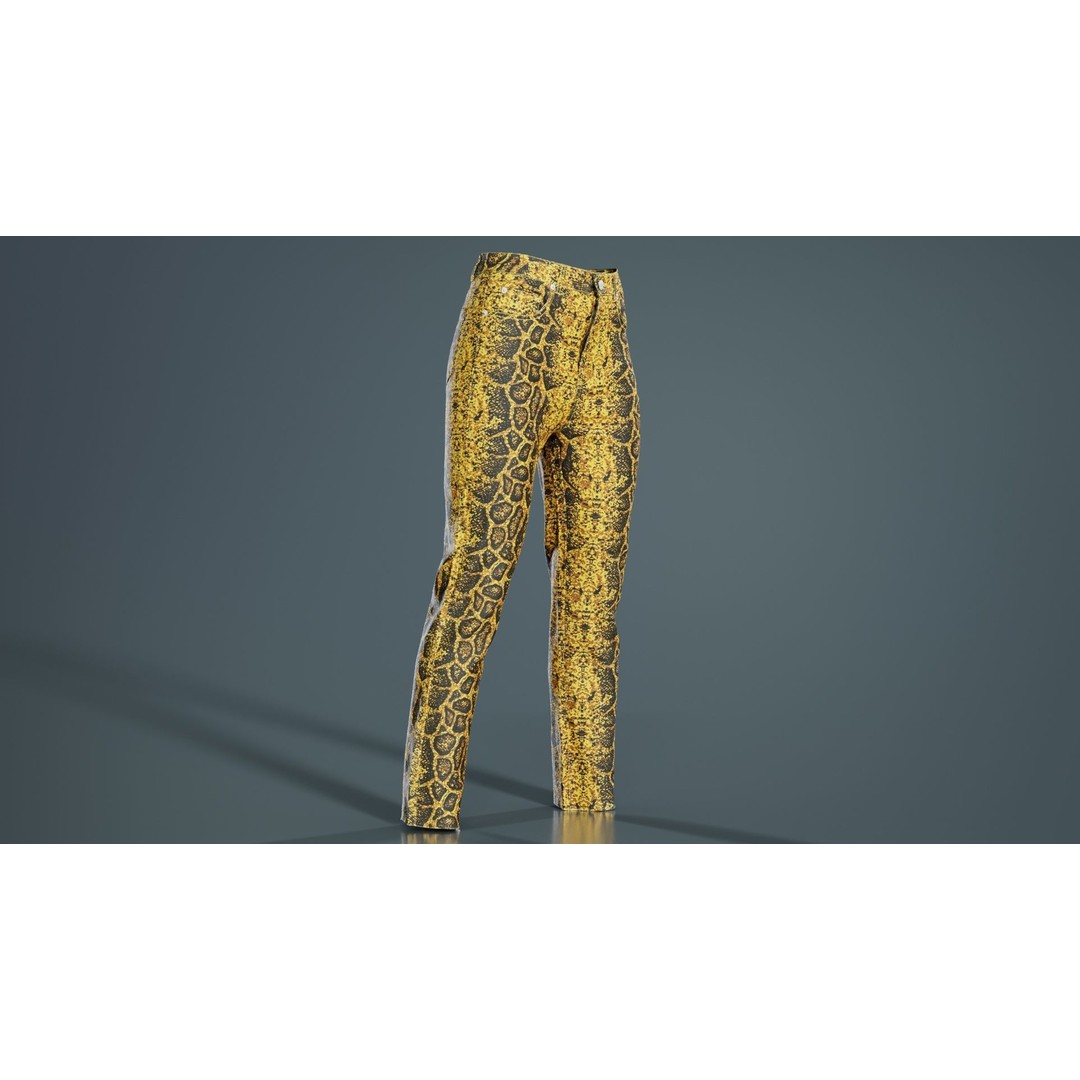 Snake Pattern Trousers 3D Model – Low Poly Game-Ready Asset, FBX & Blender - View 5