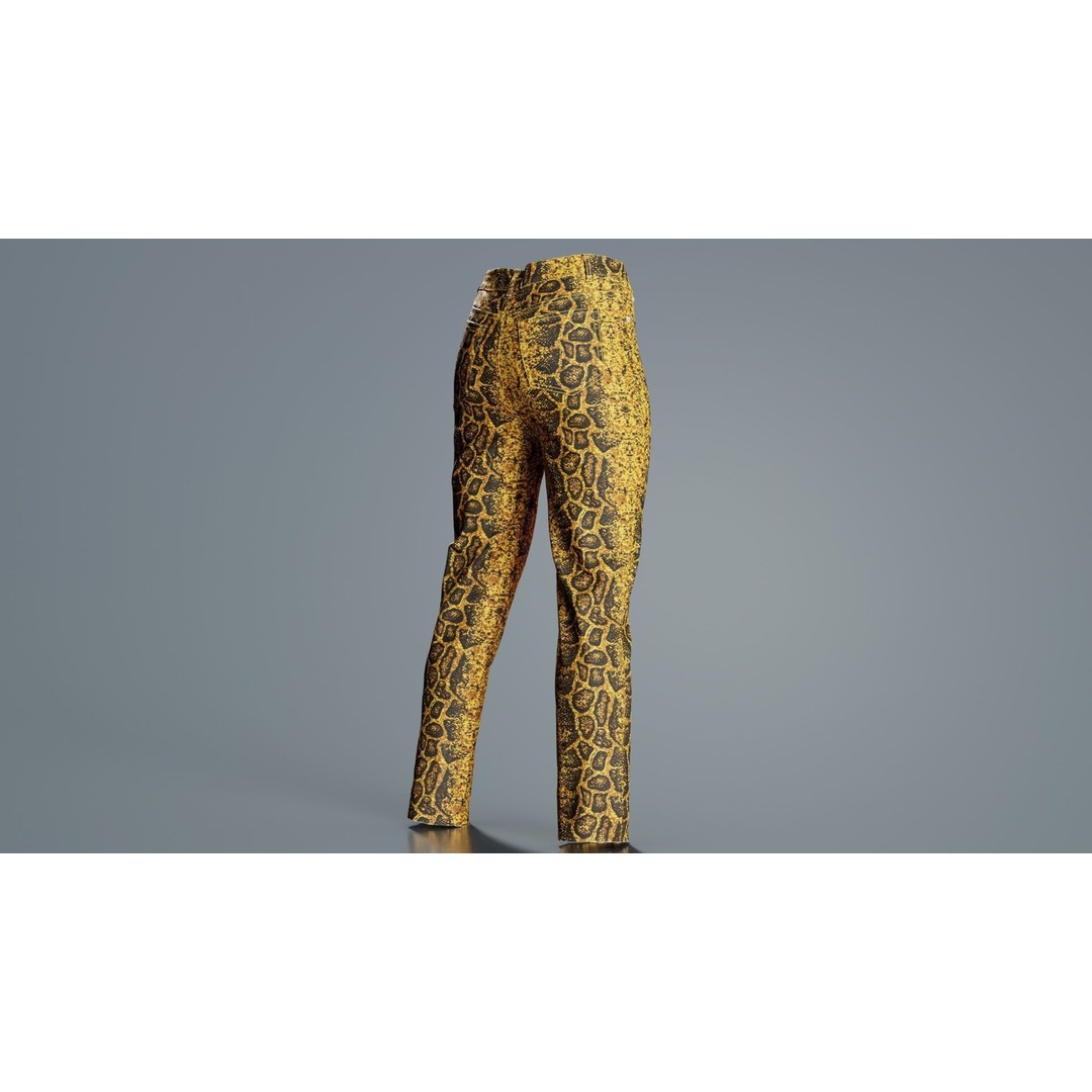 Snake Pattern Trousers 3D Model – Low Poly Game-Ready Asset, FBX & Blender - View 6