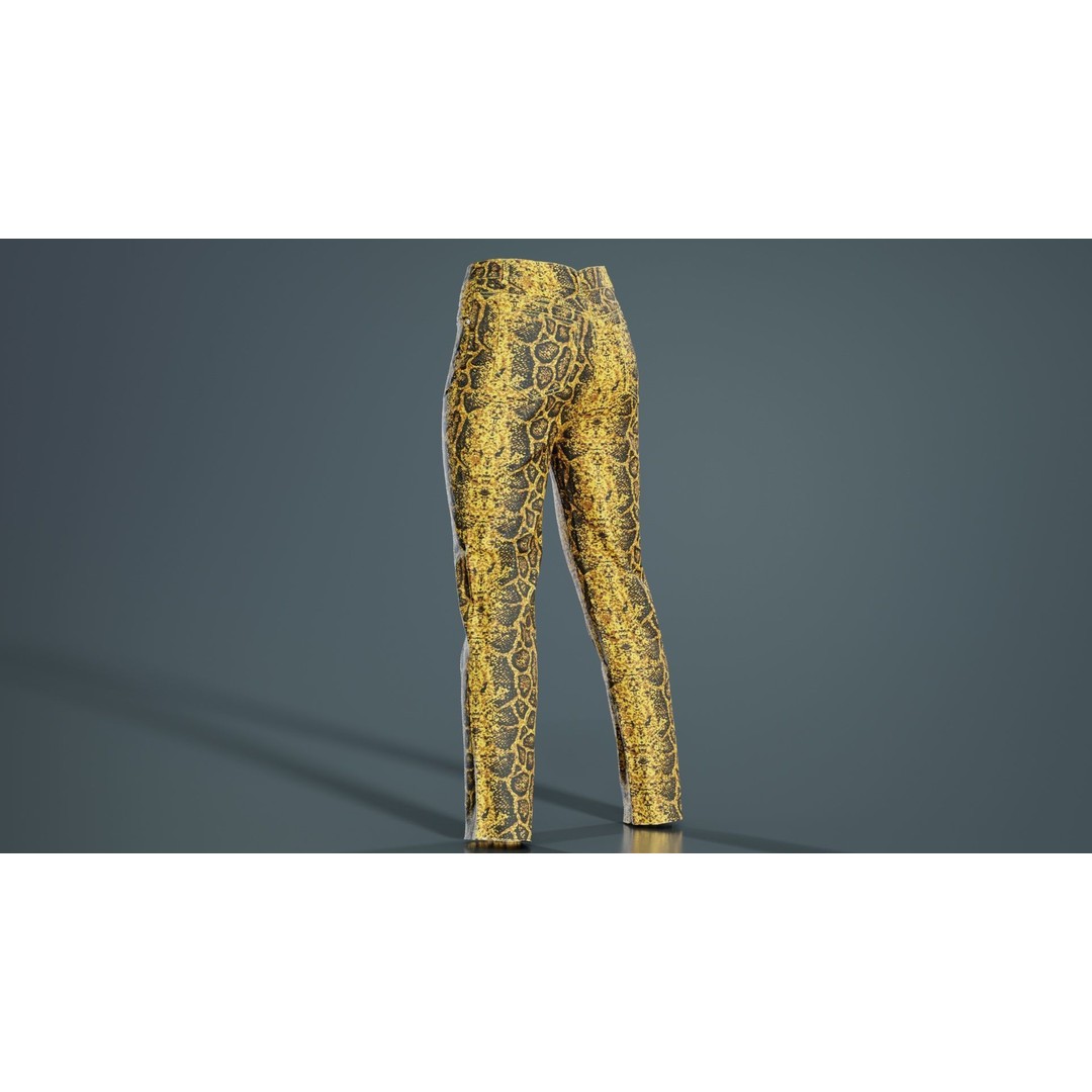 Snake Pattern Trousers 3D Model – Low Poly Game-Ready Asset, FBX & Blender - View 7